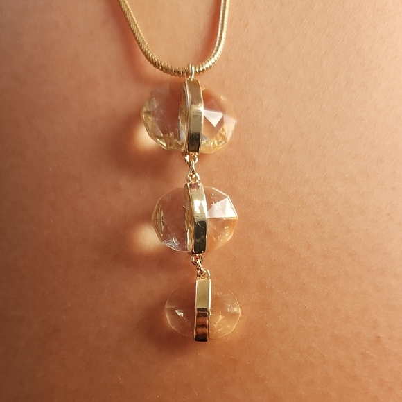 Vince Camuto Gold Necklace with Crystal Drops - Picture 4 of 4